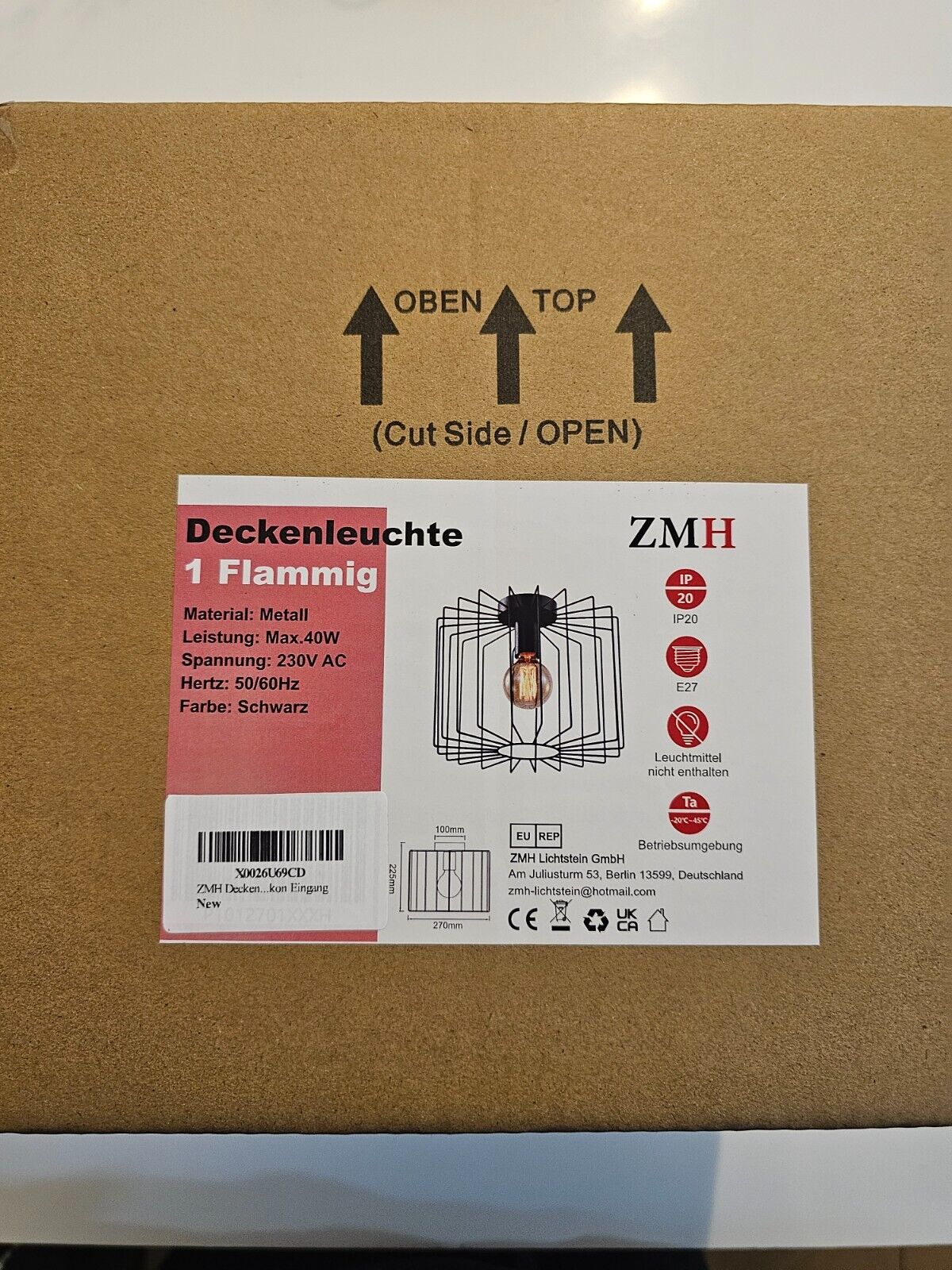 Deckenleuchte Vintage Deckenlampe Schwarz: Retro Metall Flurlampe Käfig E27 Wohn