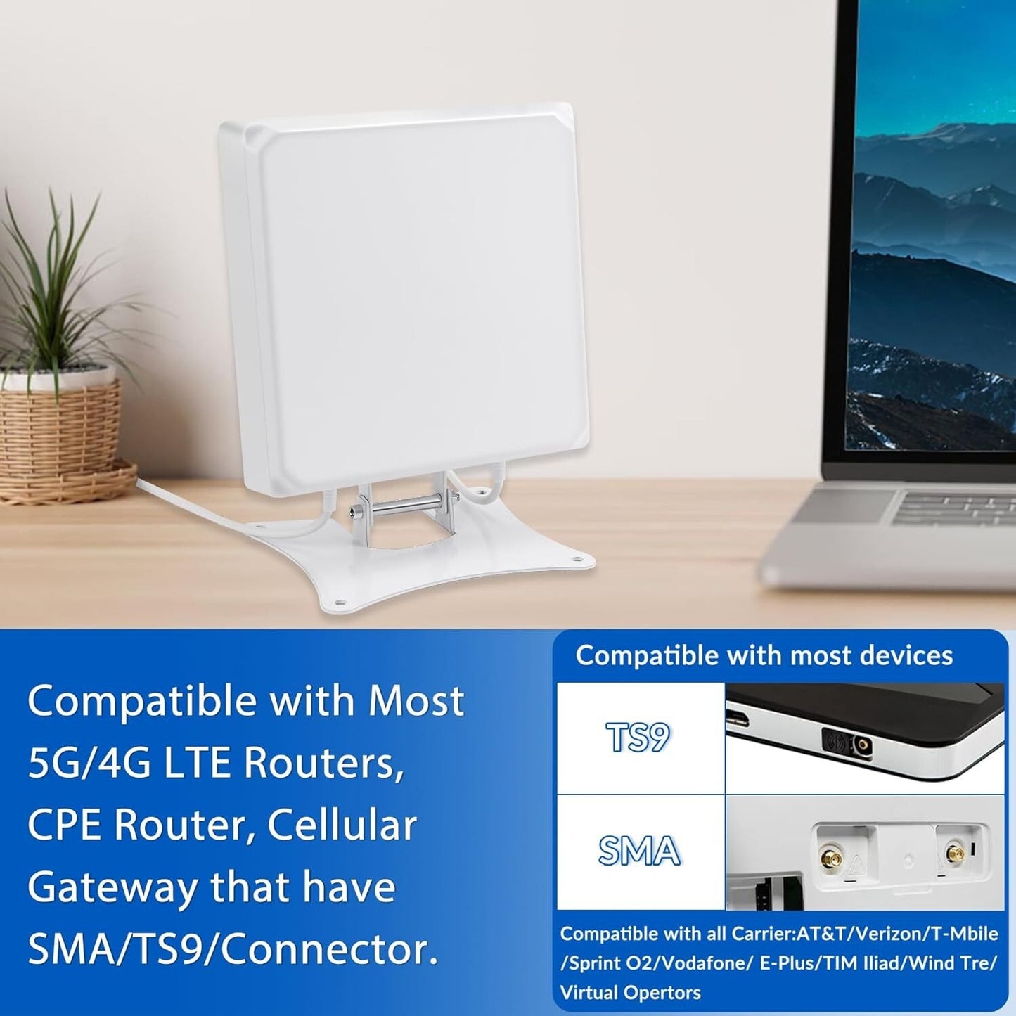 5G/4G LTE Antenne 7dBi MIMO Richtantenne 3m SMA/TS9
