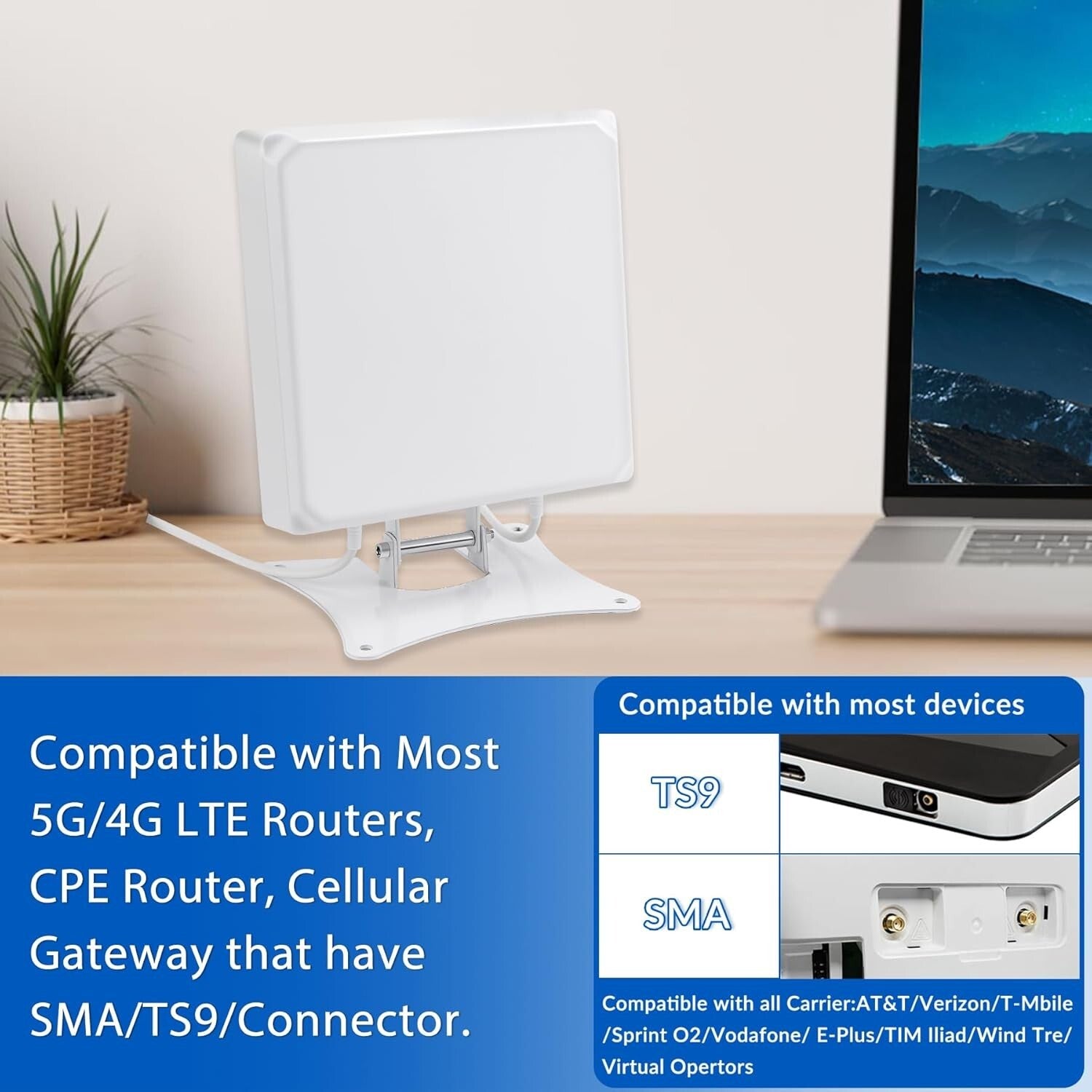 5G/4G LTE Antenne 7dBi MIMO Richtantenne 3m SMA/TS9