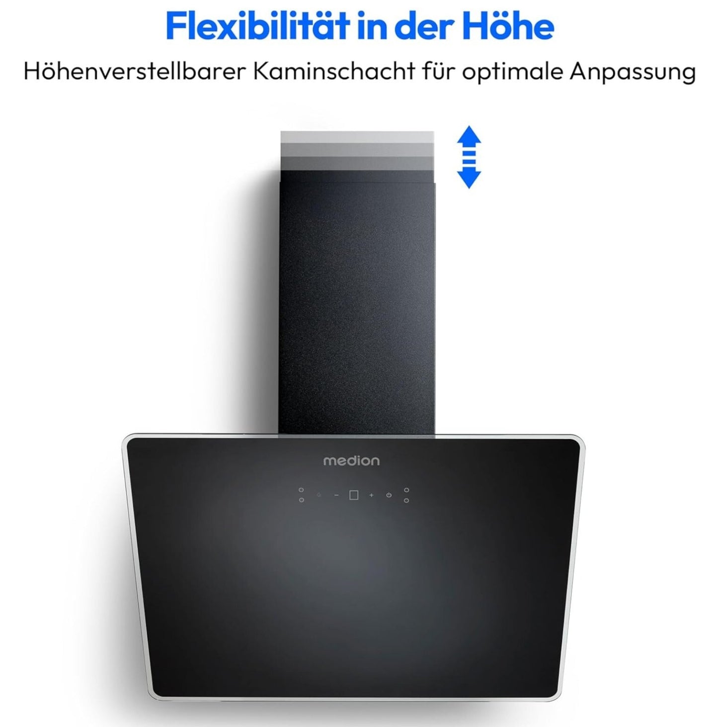 MEDION Kopffreie Dunstabzugshaube 60cm Glas 320m³/h Touch LED Schwarz