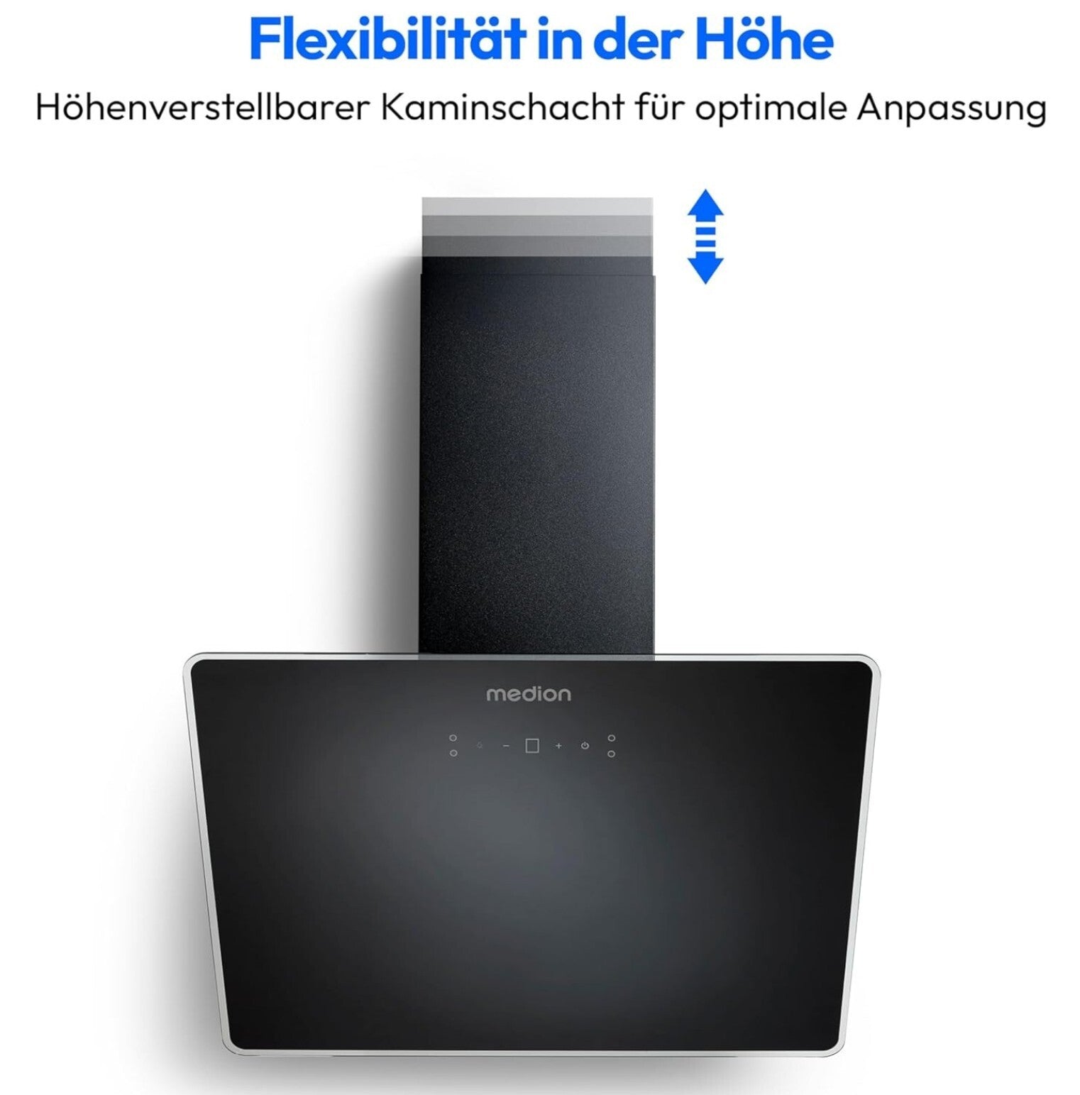 MEDION Kopffreie Dunstabzugshaube 60cm Glas 320m³/h Touch LED Schwarz