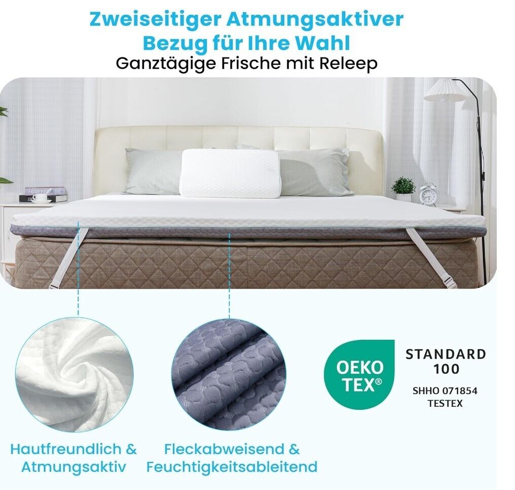 Topper 160x200cm - 7,5cm Höhe Zwei Härtegrade H3&H4 Memory Foam Matratzen Topper