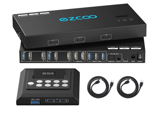 4K@60HZ 1920x1080@144HZ 2560x1440@144HZ HDMI KVM USB 3.0 2 Monitor 2 PC EDID
