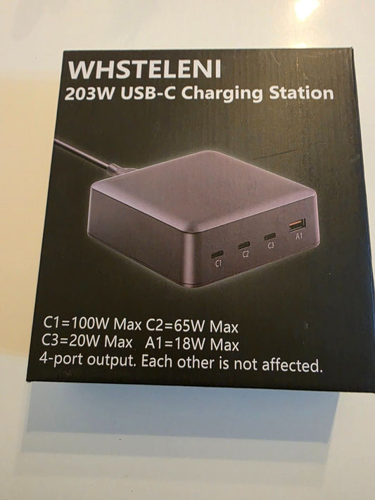 USB C Netzteil Ladegerät 203W(100W+65W+20W+18W) 4-Port Ladestation, Kompatibel m