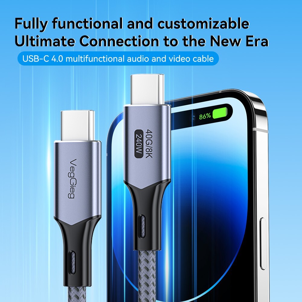 USB4 USB-C 4.0 Kabel 240W 8K/60Hz 40Gbps für iPhone 15/16 MacBook Samsung