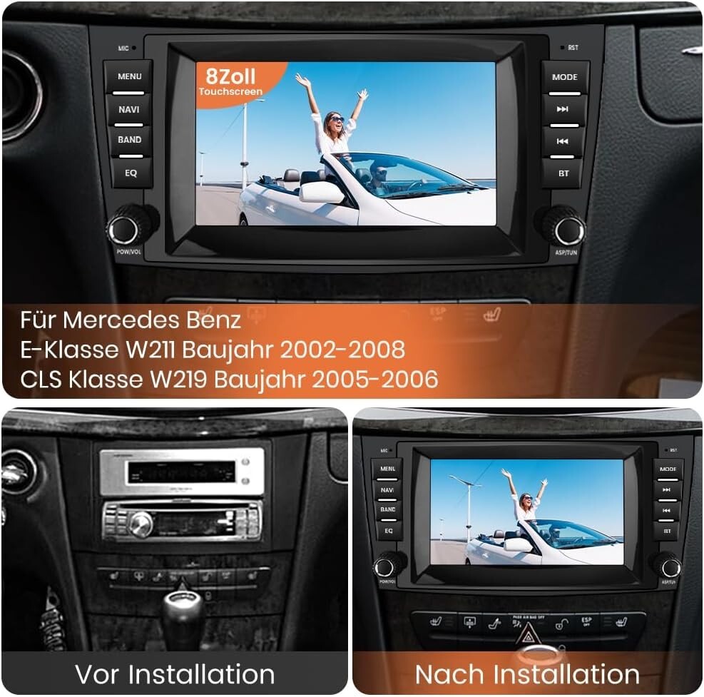 Android 13 Autoradio 8" für Mercedes E-Klasse W211 CLS W219 CarPlay