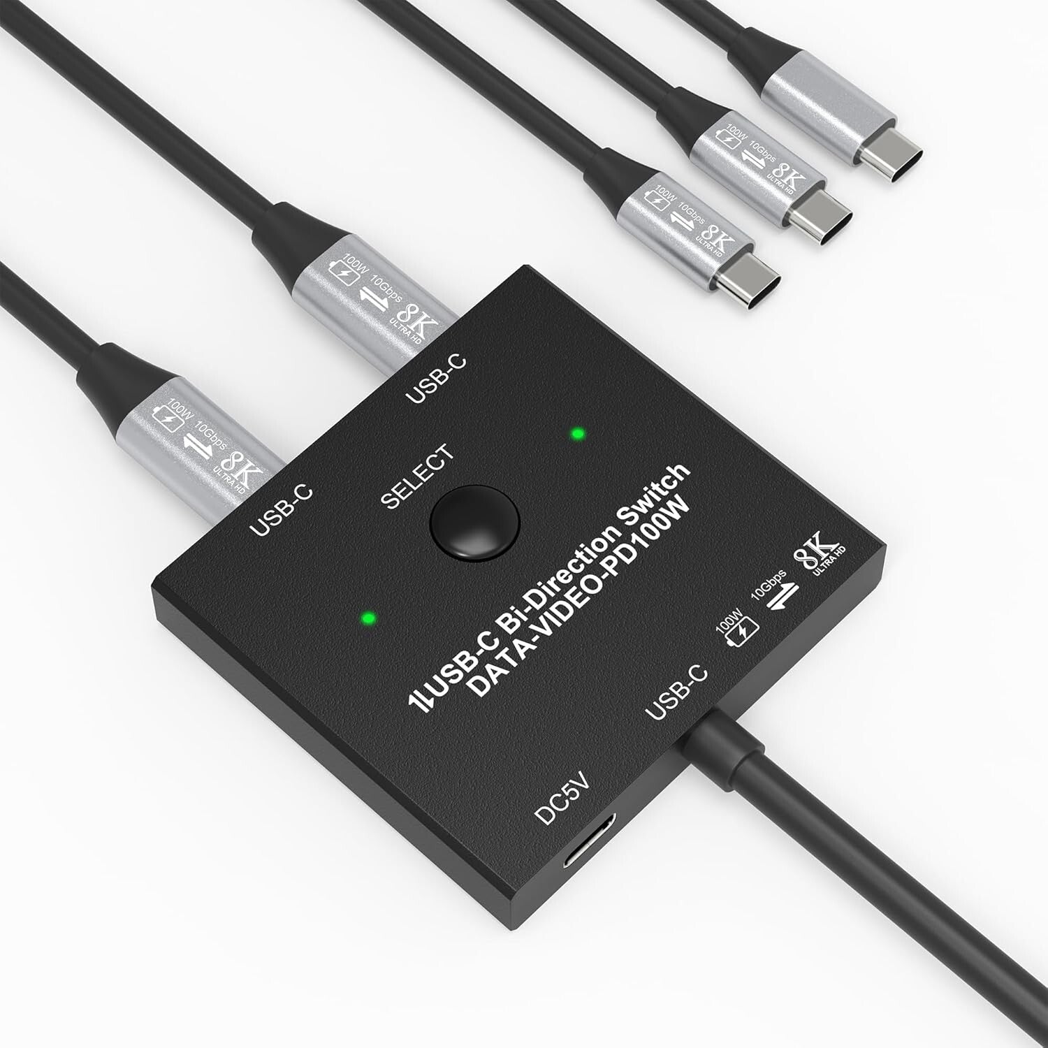USB-C KVM Switch 8K@60Hz 10Gbps 100W PD 2-PC-1-Monitor