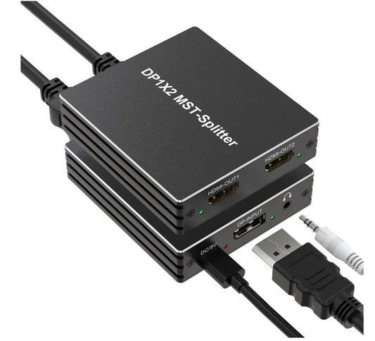 DisplayPort zu Dual HDMI Adapter 4K@60Hz für 2 Monitore