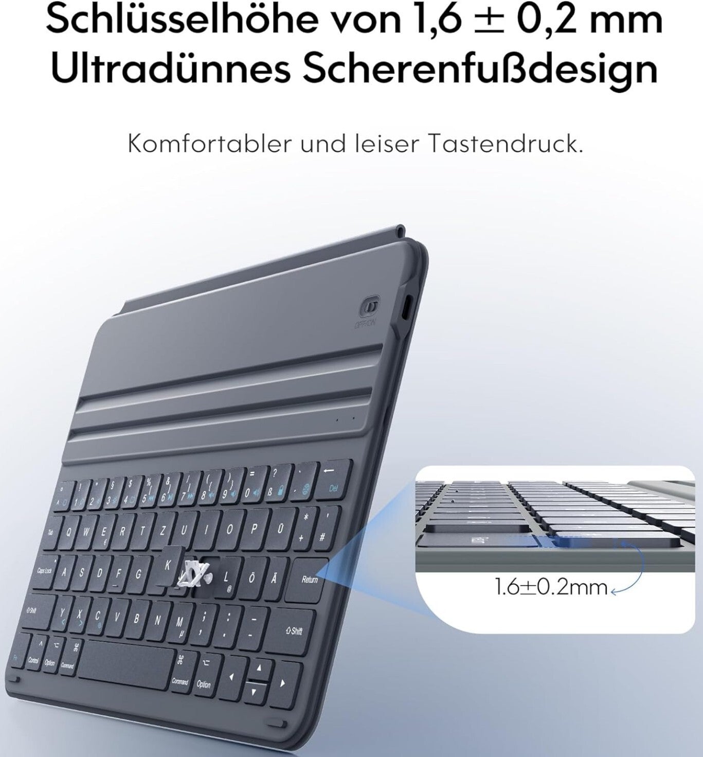 iPad 10/11 Gen 2025 Tastaturhülle QWERTZ Magnetisch Grau