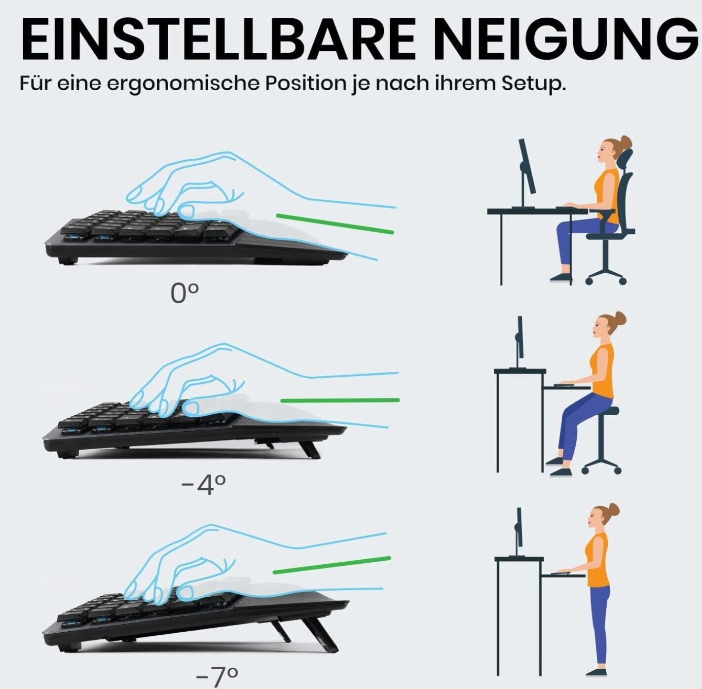 535BR Kabelgebundene ergonomische mechanische Tastatur – Flache Tasten