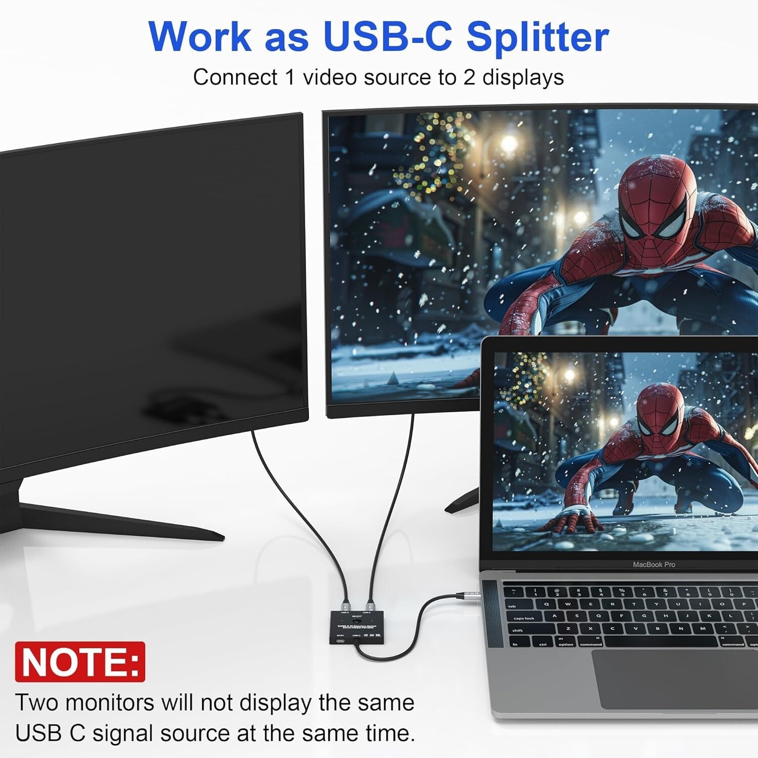 USB-C KVM Switch 8K@60Hz 10Gbps 100W PD 2-PC-1-Monitor