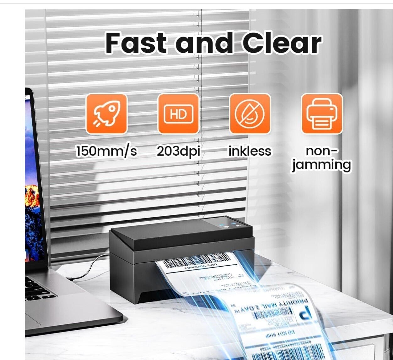 DHL Etikettendrucker, 249 WiFi Thermodrucker 4x6 Label Printer für Barcode, Vers