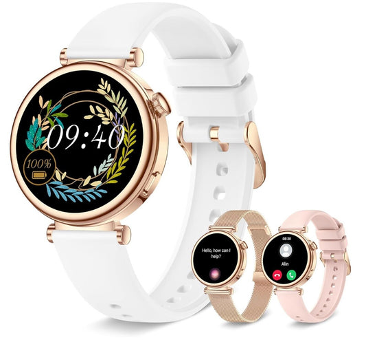 Smartwatch Damen mit Telefonfunktion,1,27" HD Touchscreen 41mm Armbanduhr, Fitne