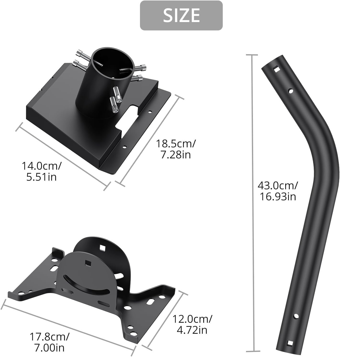 Starlink Gen 3 Rohradapter Masthalterung Aluminium Schwarz