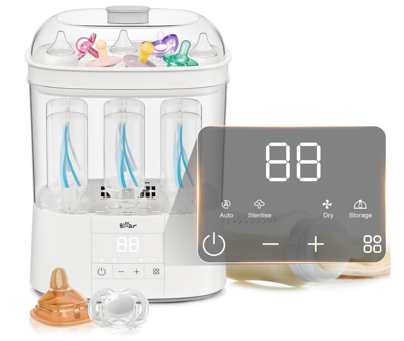 4-in-1 Babyflaschen-Sterilisator 48H Lagerung Trocknung 6 Flaschen