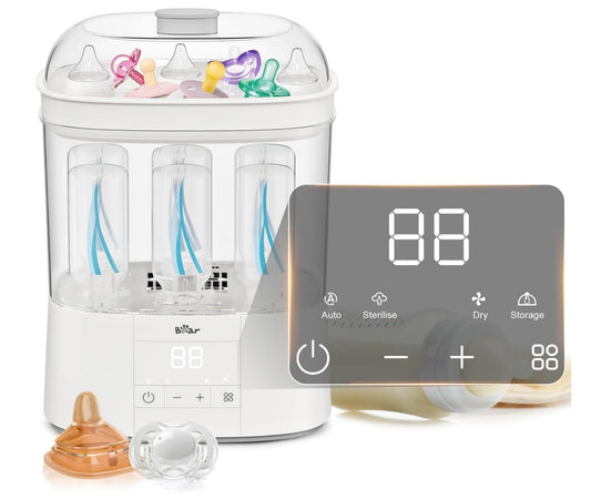 4-in-1 Babyflaschen-Sterilisator 48H Lagerung Trocknung 6 Flaschen