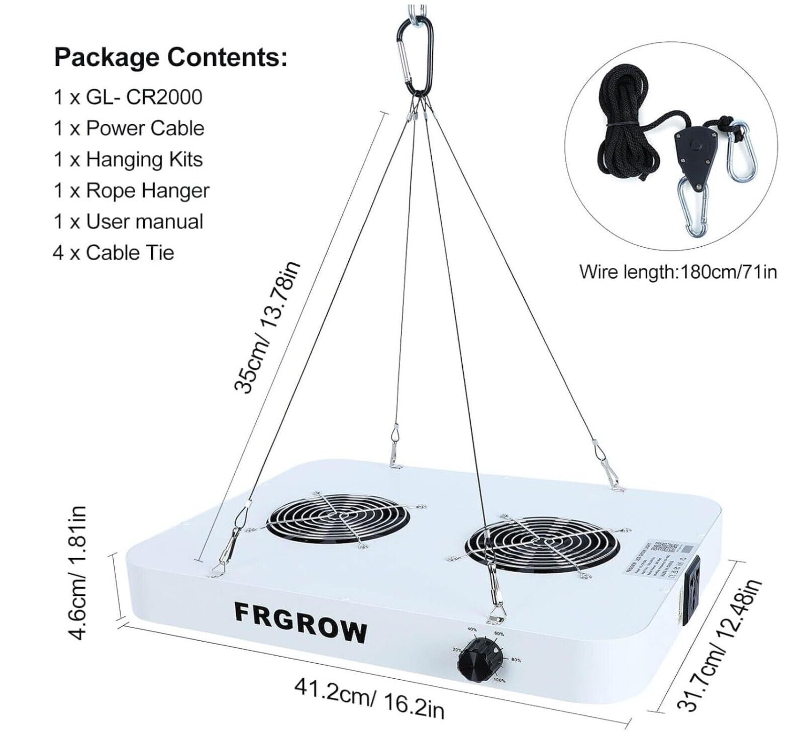 LED Grow Lampe 260 Watt 30L x 4,5B x 40H cm 260 Watt Vollspektrum Wachstumslampe