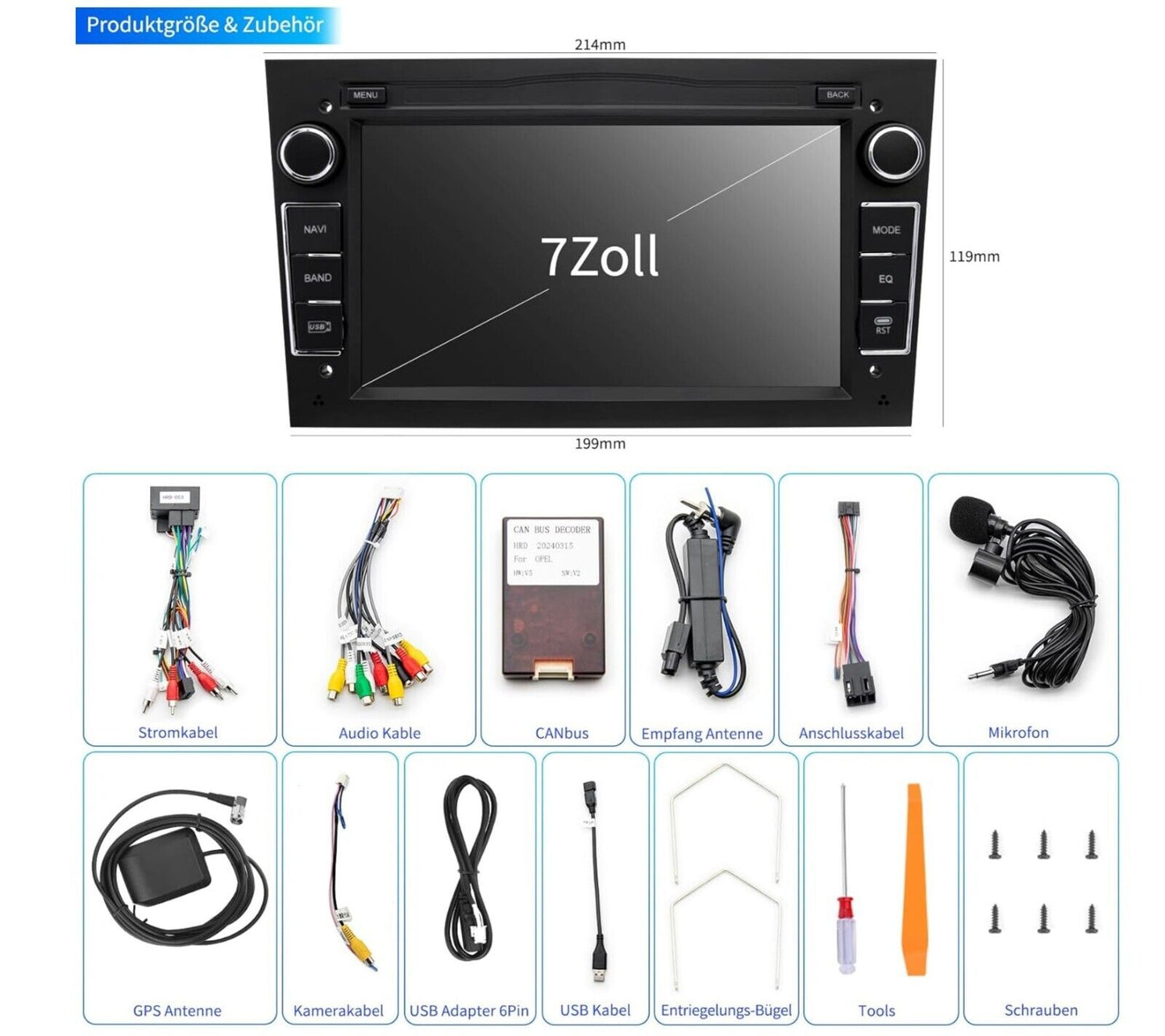 Autoradio für Opel Astra Corsa Zafira, Android 13 System 2G+32GB mit GPS-Navigat