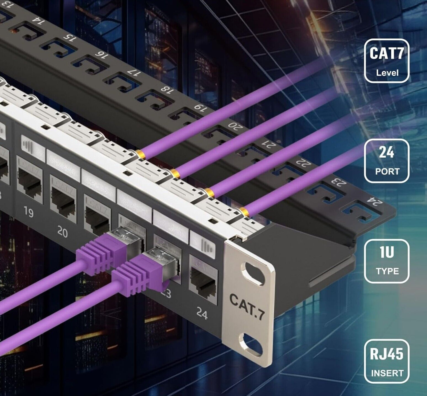10Gbps 24 Port CAT7 Patchpanel 19" Rack RJ45 Switch