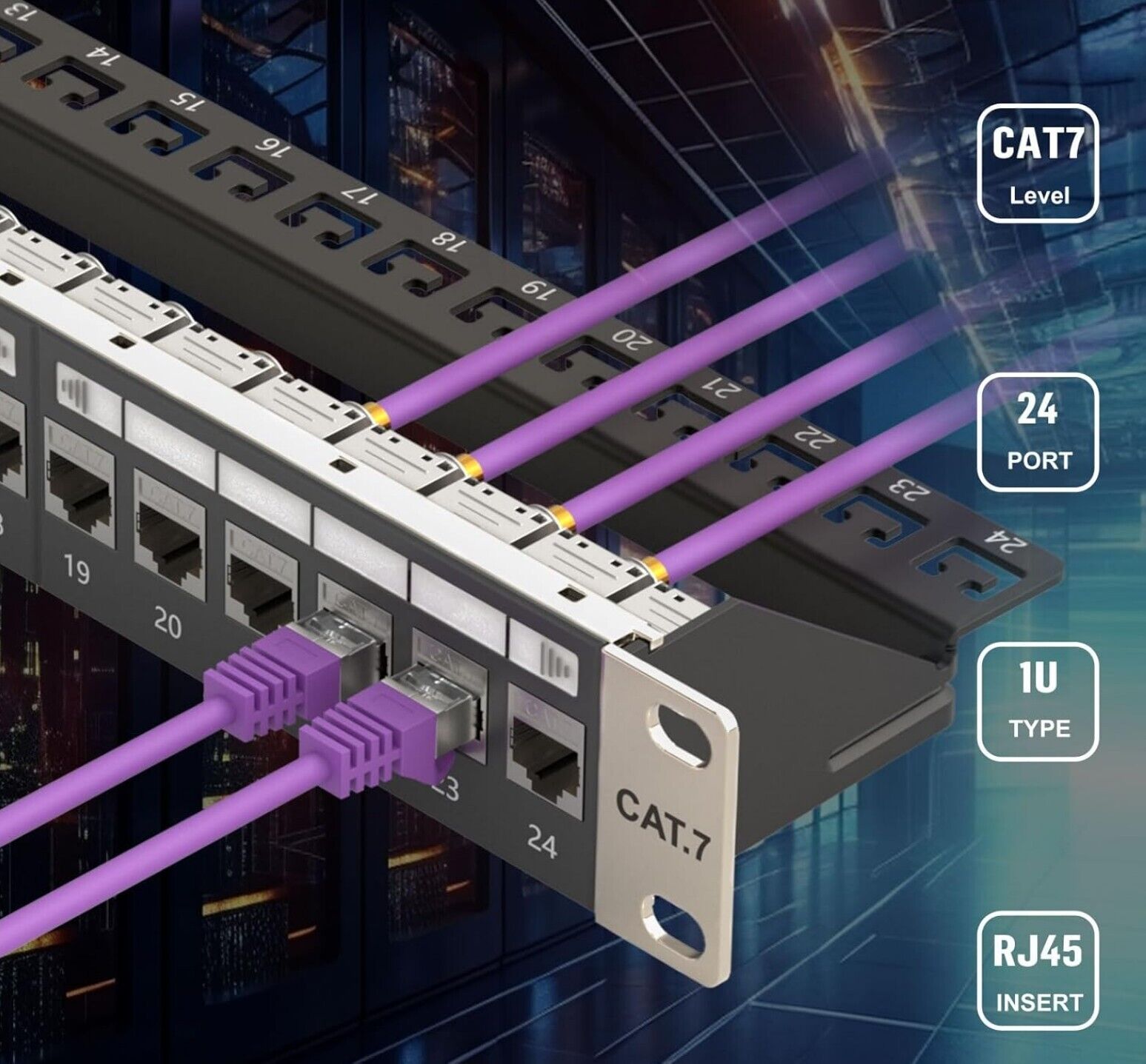 10Gbps 24 Port CAT7 Patchpanel 19" Rack RJ45 Switch