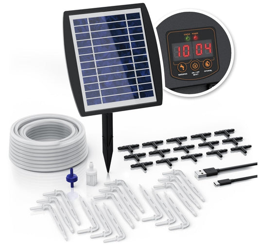 Solar Bewässerungssystem 35 Teile 15 Pflanzen Timer Tropfbewässerung