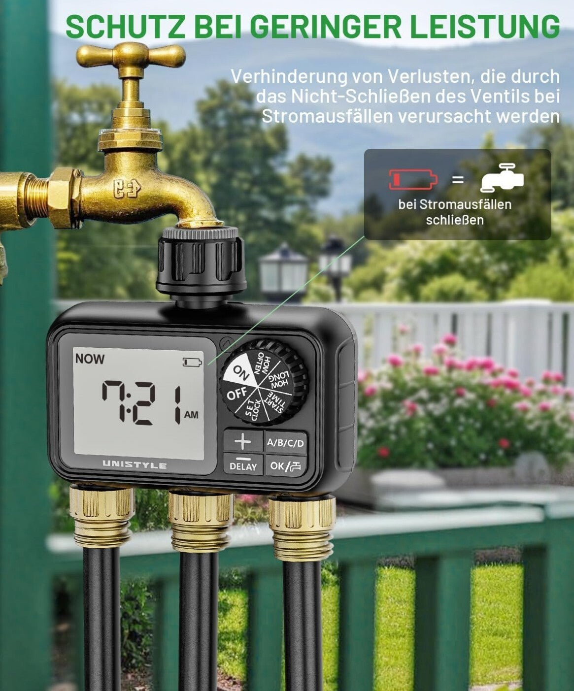 Bewässerungscomputer 3 Ausgänge Messing Automatische Gartenbewässerung