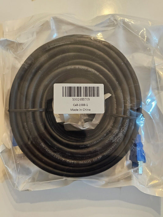 Lan Kabel 15 Meter Cat 8, Netzwerkkabel 15m EthernetKabel Schwarz InternetKabel
