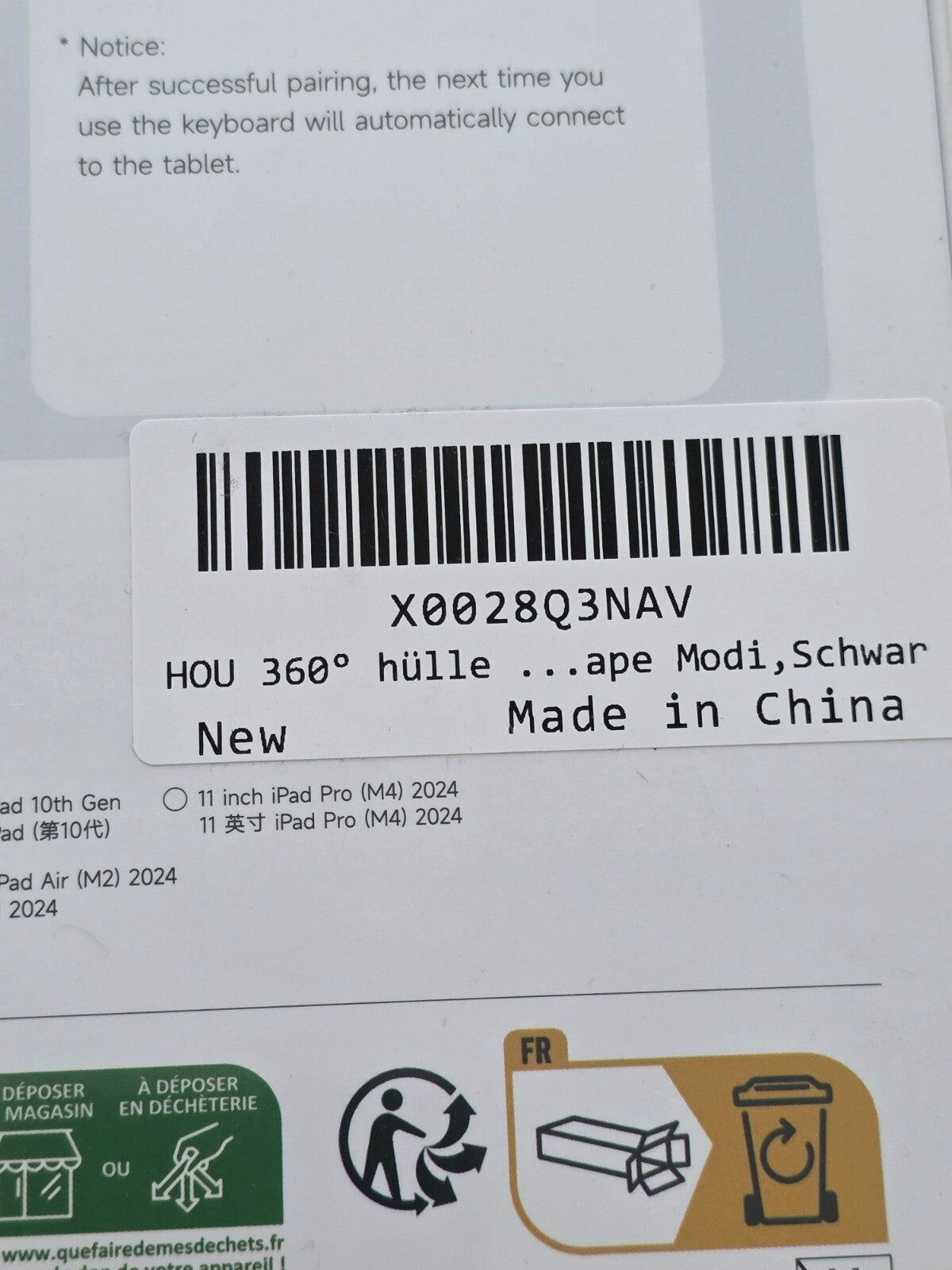 iPad 9/8/7 Gen 10.2" Tastatur Hülle 360° Drehbar Trackpad QWERTZ Schwarz