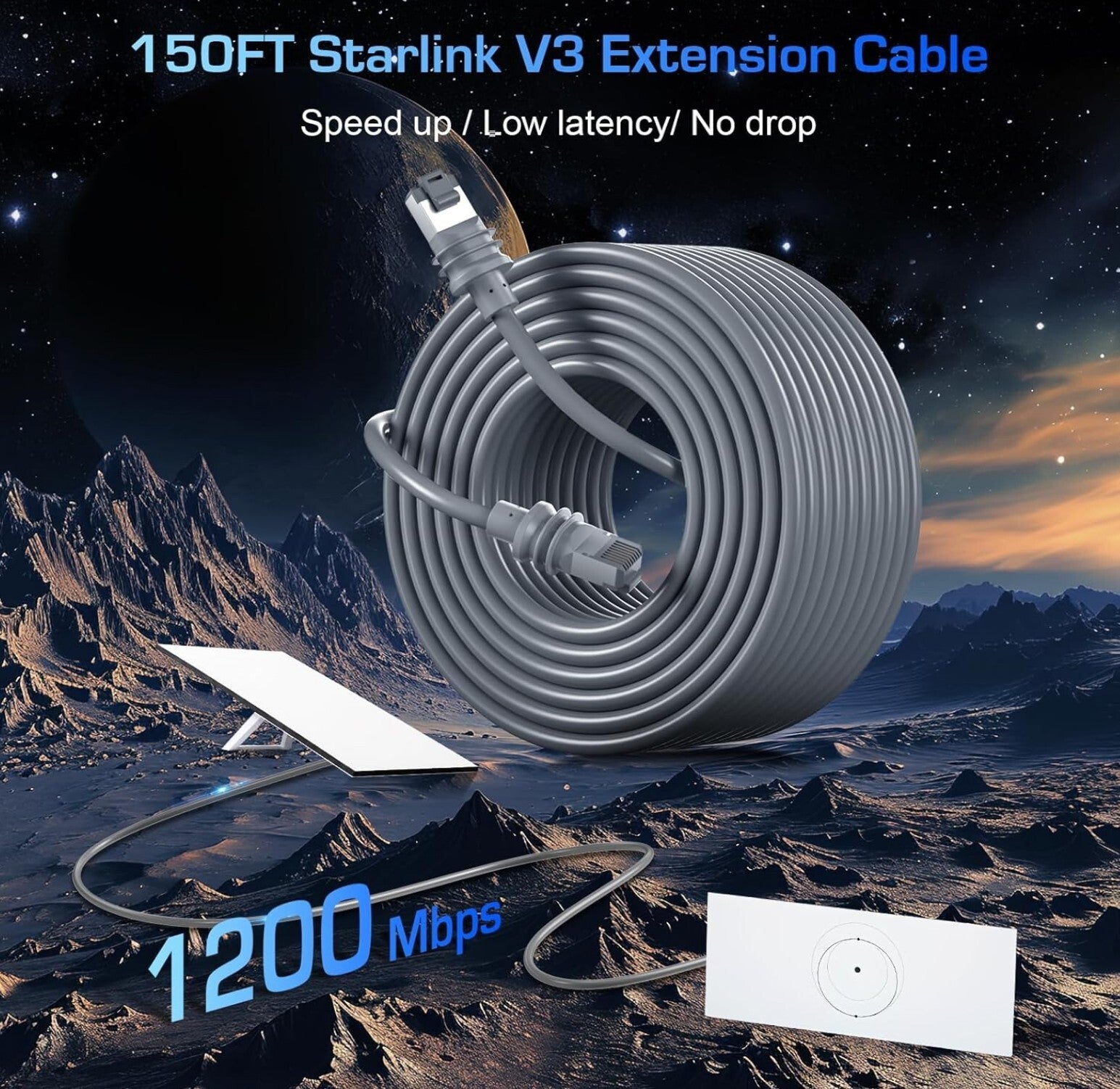 Starlink Gen 3 Kabel 50m Wasserdicht V3 Ethernet Verlängerung
