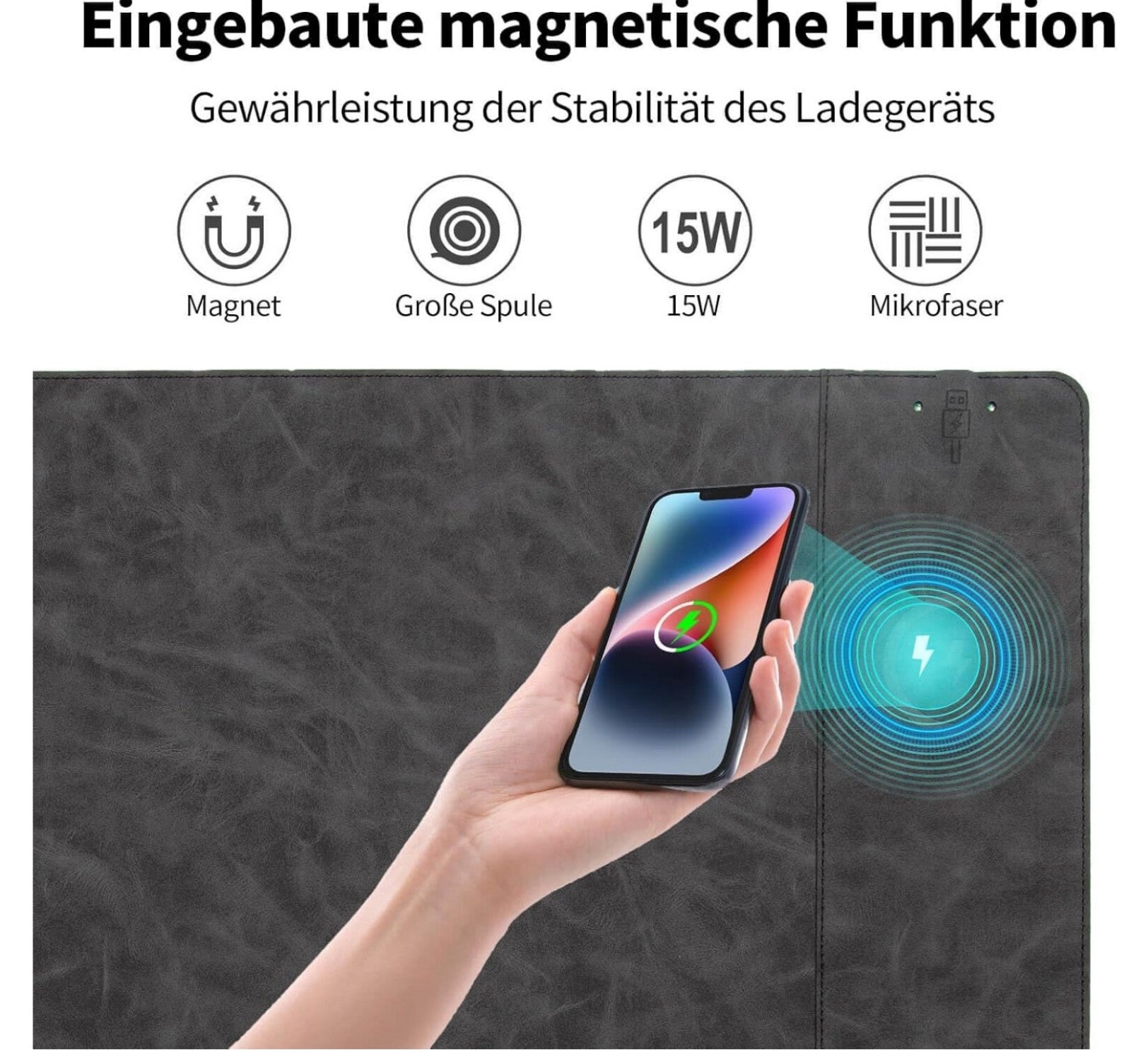 Magnetisches Wireless Lade-Mauspad 15W 60x40cm Grau