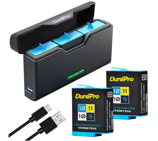 2x 1800mAh Akku + 3-Slots USB-C Ladegerät für GoPro Hero 12/11/10/9