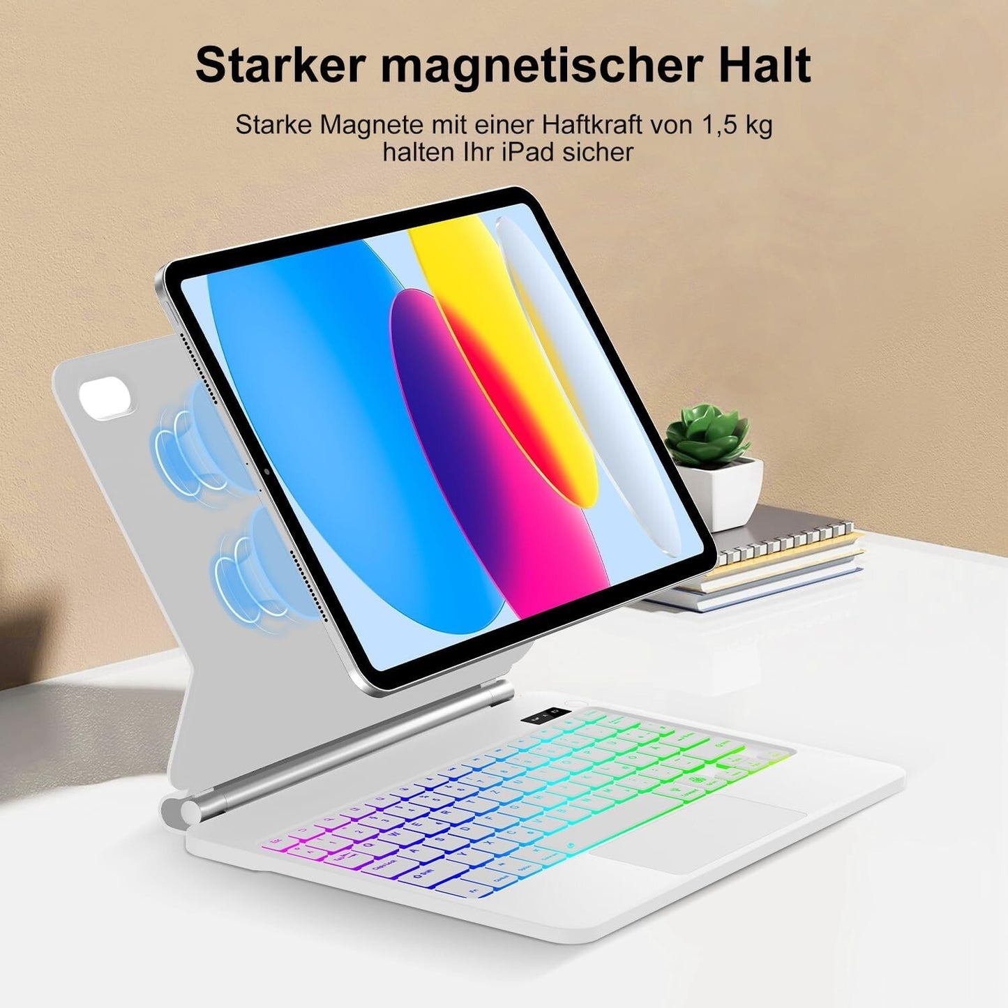 Magic Tastatur iPad A16 11" 2025/10.9" 2022 QWERTZ Touchpad Weiß