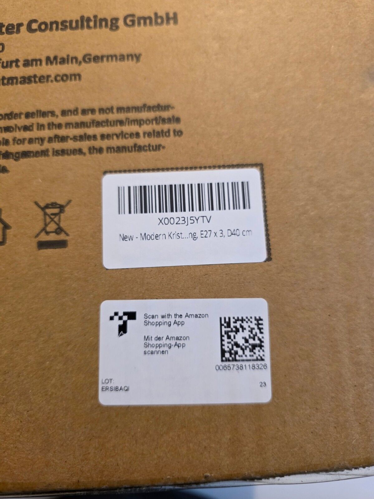 Kristall Kronleuchter Schwarz D40cm E27x3