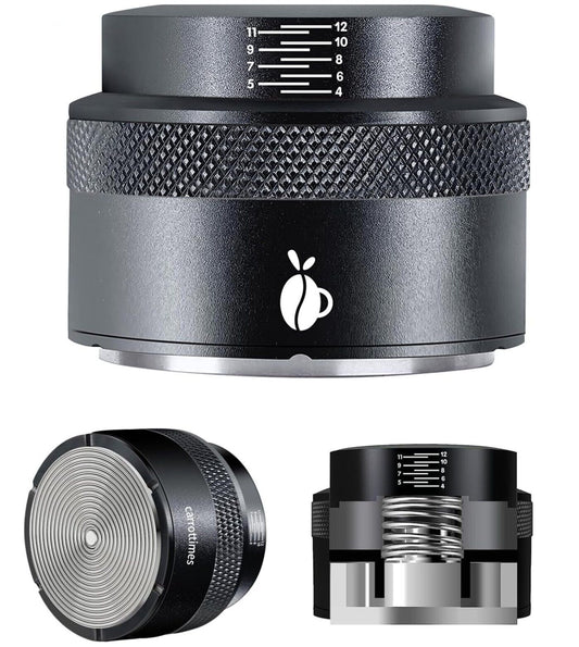 Espresso-Stempel 53mm Edelstahl Federbelastet Einstellbar Schwarz