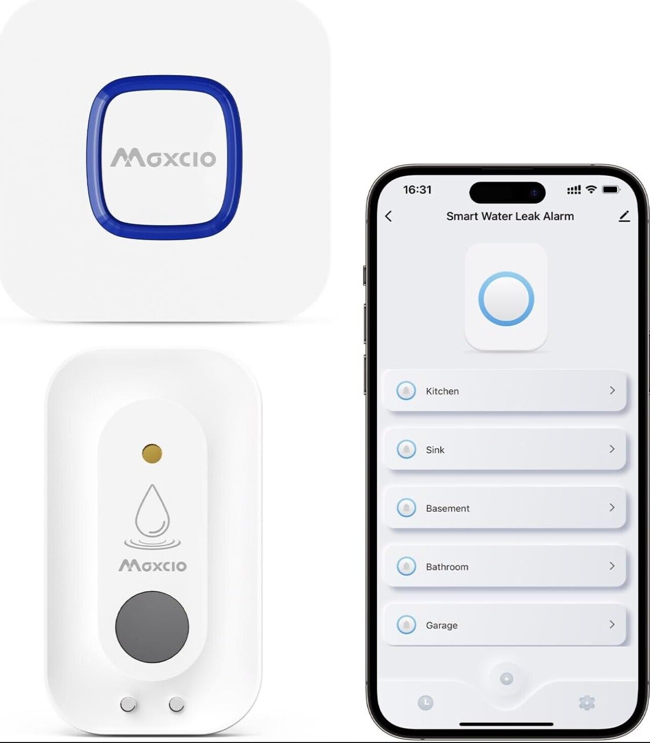 Wassermelder WLAN Bausatz, intelligenter Wassersensor für Keller, Badezimmer und