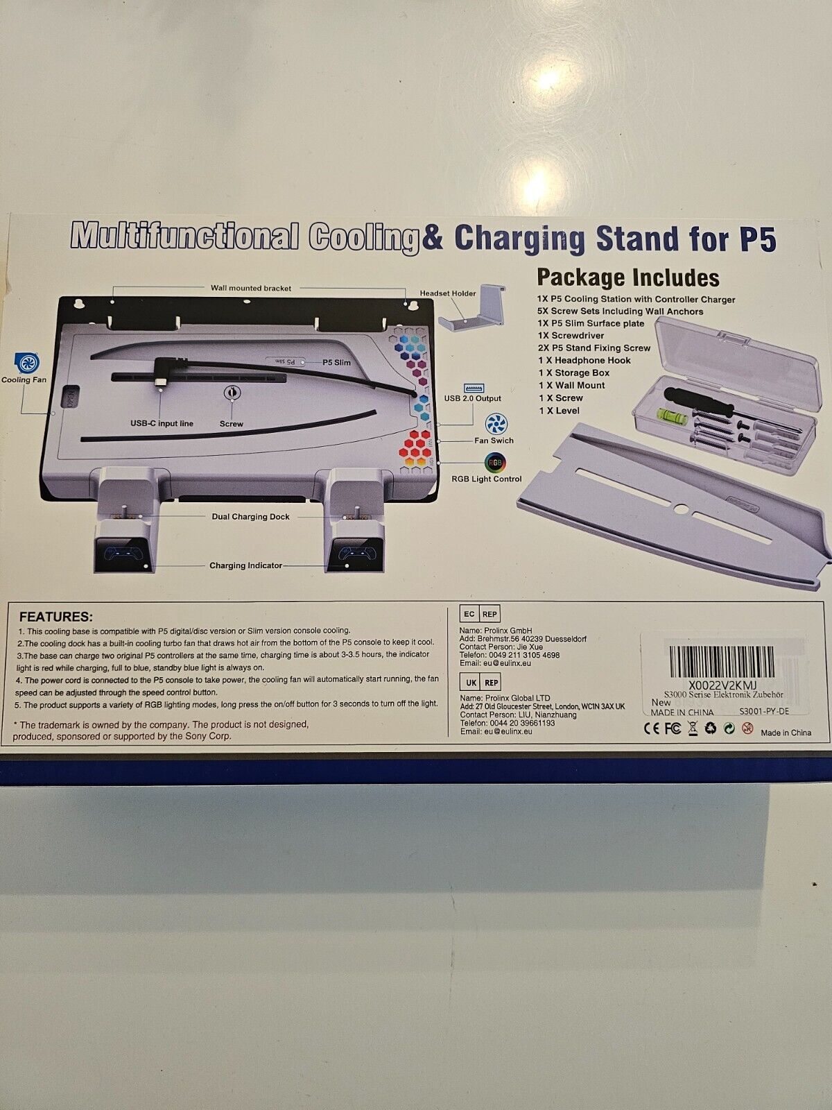 Wandhalterung PS5 Horizontal, PS5 Wandhalterung Horizontal für Playstation 5 Sli