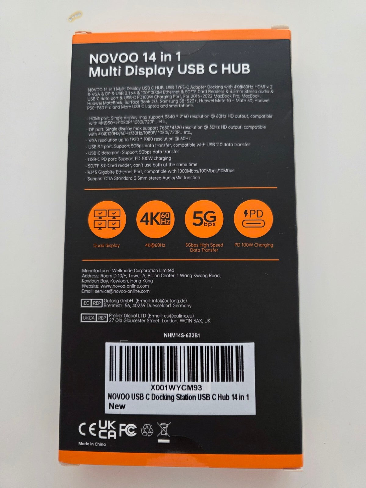 USB-C Dockingstation 14-in-1 4K@120Hz DP 2xHDMI 4K@60Hz VGA PD 100W