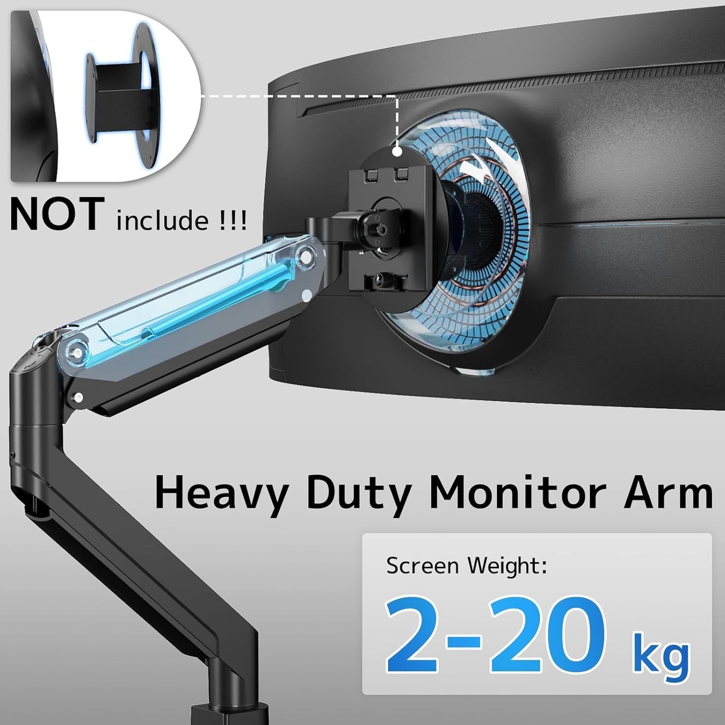 Monitor Halterung 17-49 Zoll 20kg Aluminium Gasfeder VESA 75/100 Schwarz