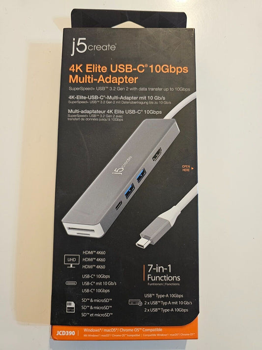 7-in-1 Slim High Performance USB-C Hub, 4K60 HDMI, 10Gbps USB-C Anschluss, 2 x 1