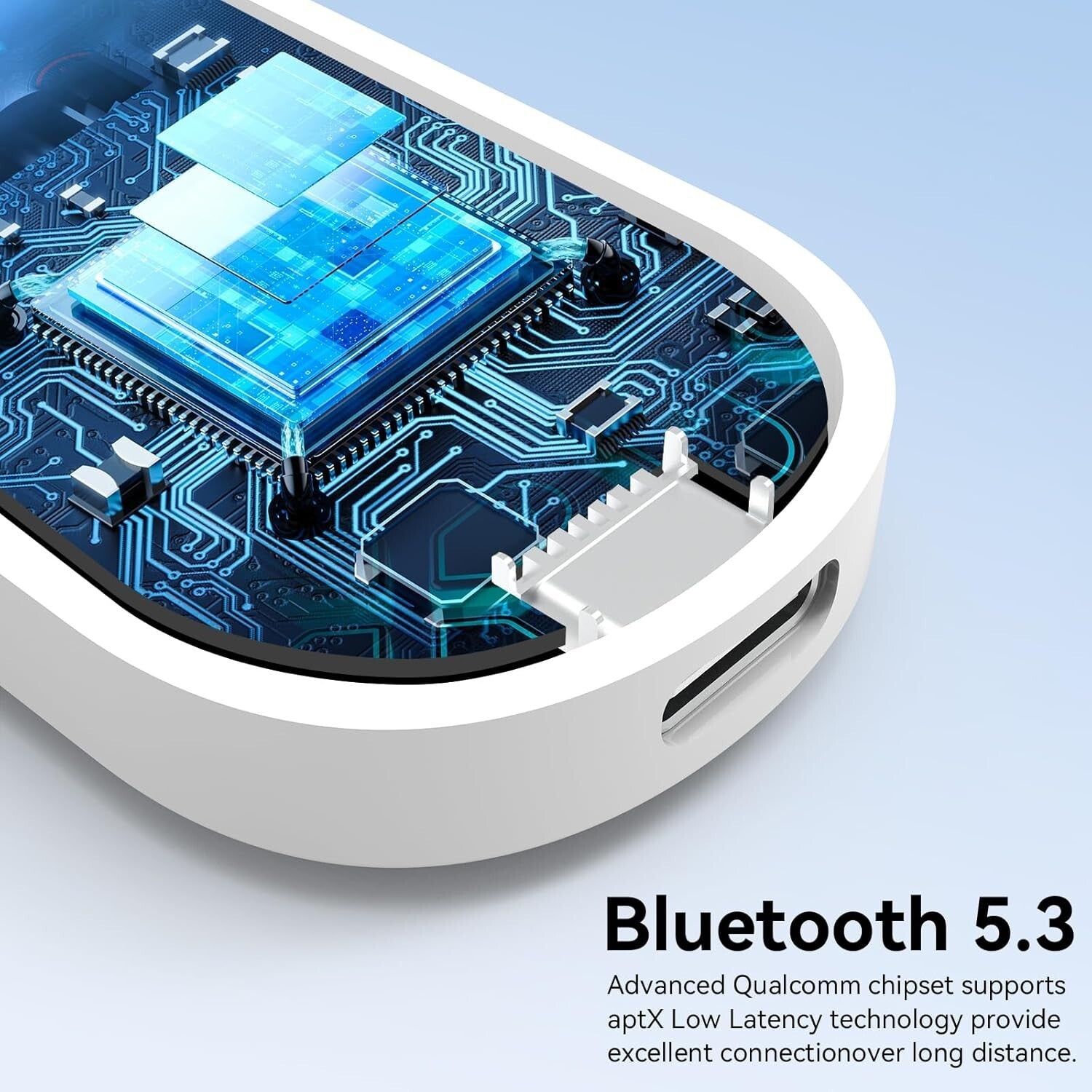 Bluetooth 2in1 Adapter 3,5mm Klinke OLED aptX Flugzeug Weiß