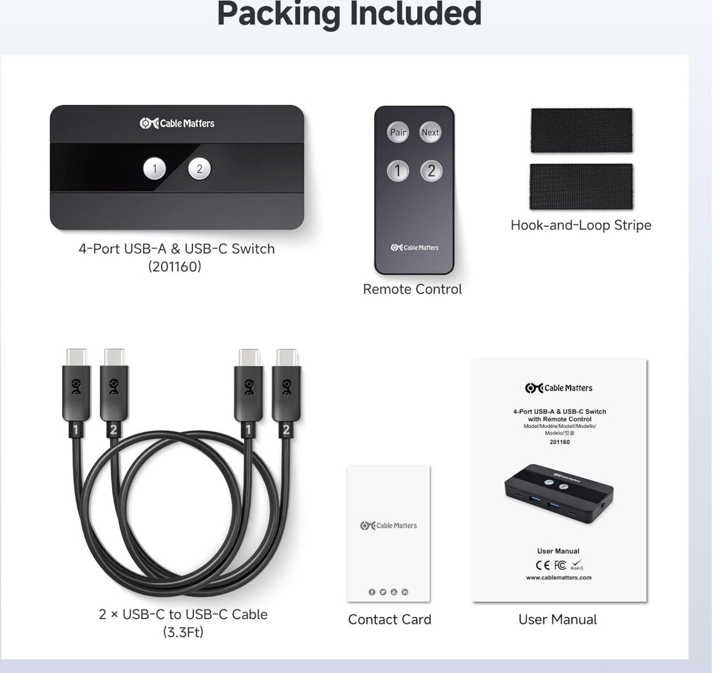 10Gbps 4-Port USB/USB-C Switch mit Fernbedienung