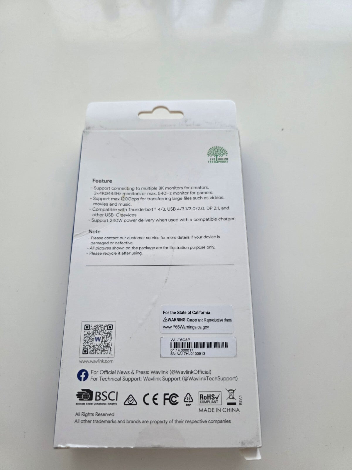 WAVLINK Thunderbolt 5 Kabel 120Gbps 240W USB-C 8K/16K 0,8m