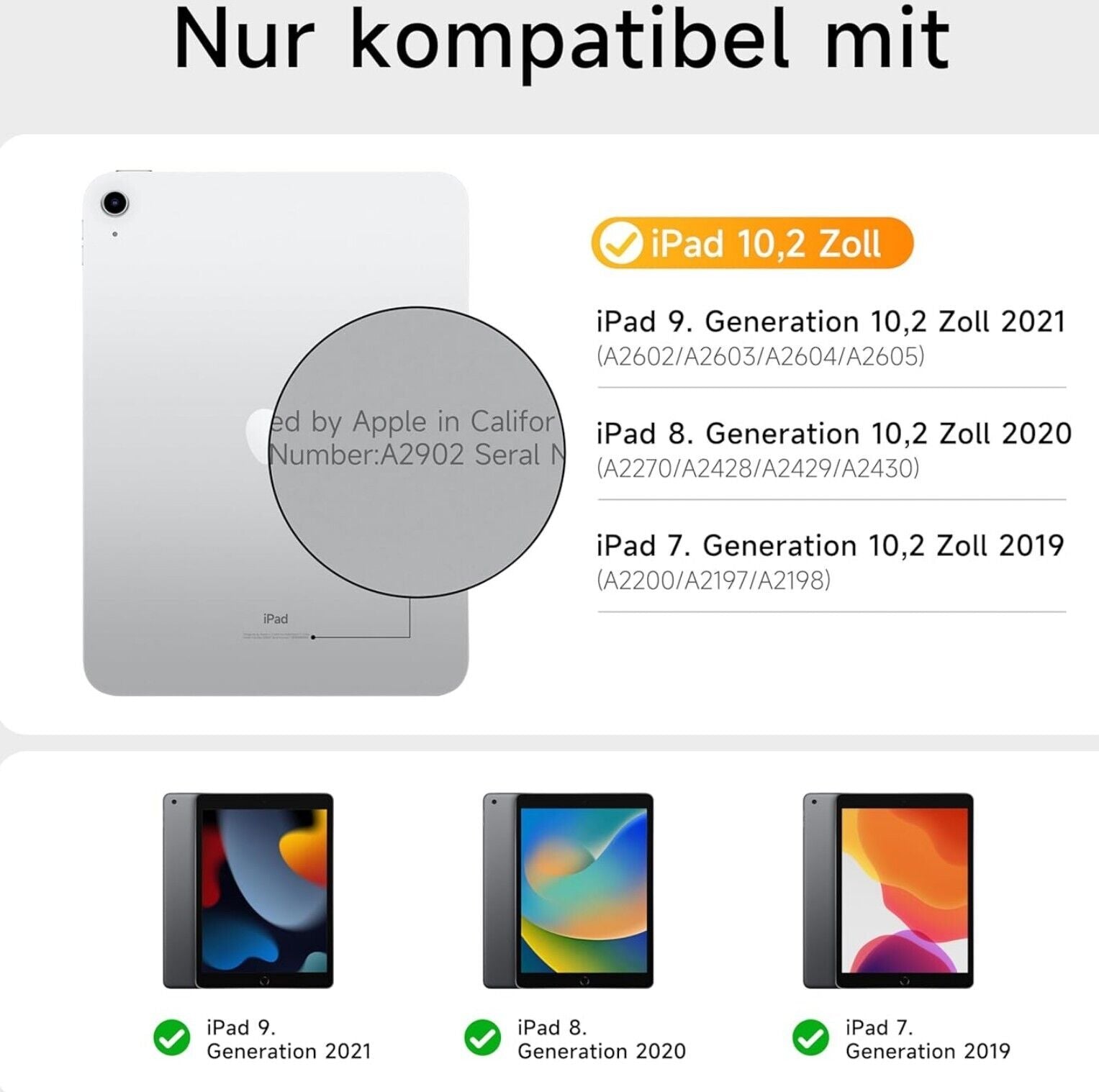 iPad 9/8/7 Gen Hülle mit Tastatur Trackpad 360° Schwarz