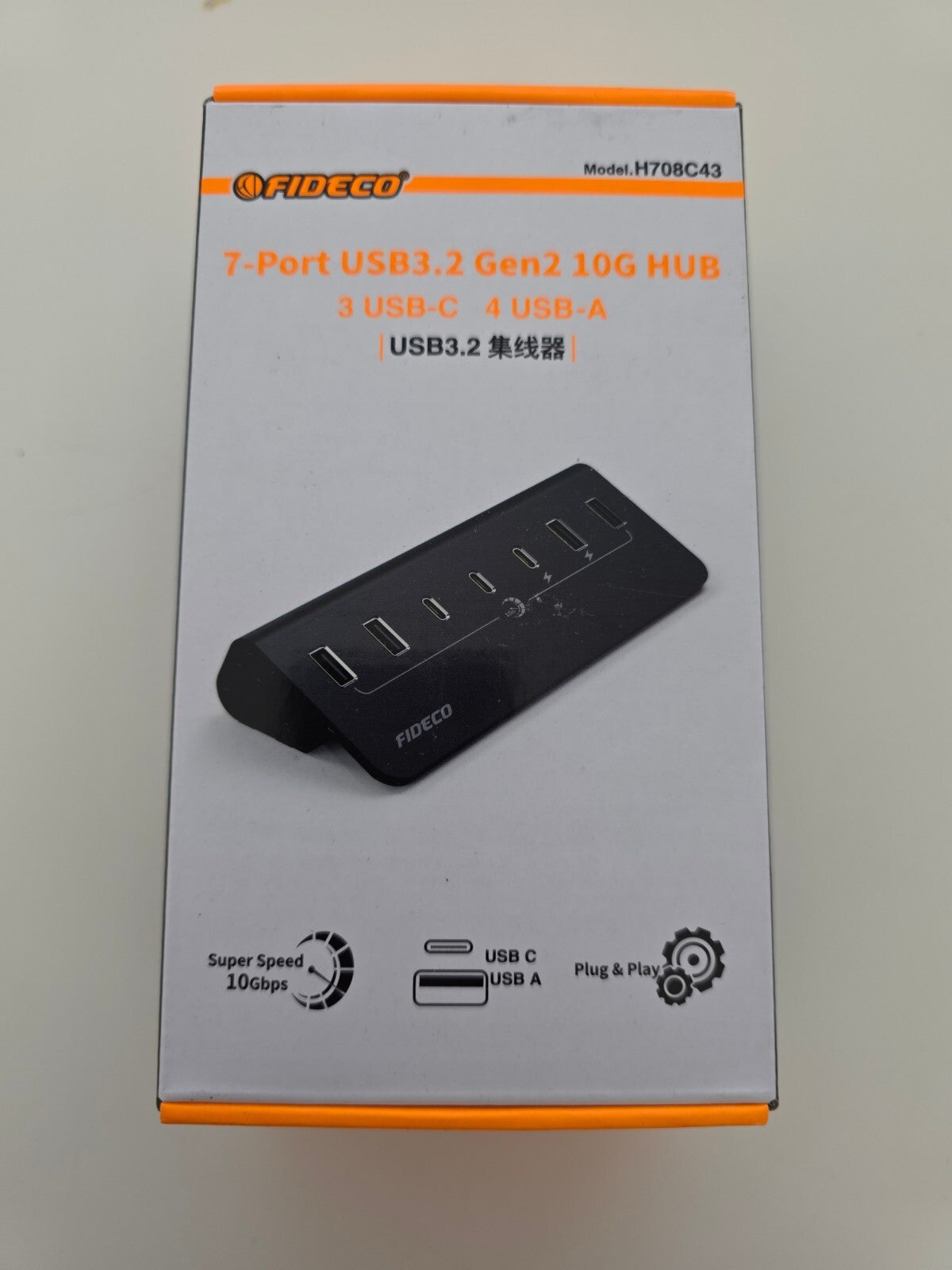 USB Hub 7 Port USB 3.2 Gen 2 10Gbit/s Aluminium mit Netzteil