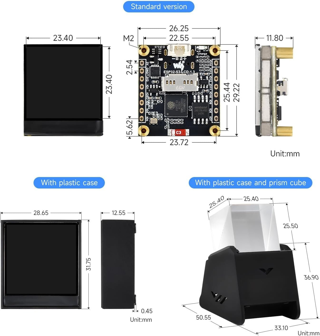 ESP32-S3 1.3" Display Board 240x240 SPI IMU WiFi/BT