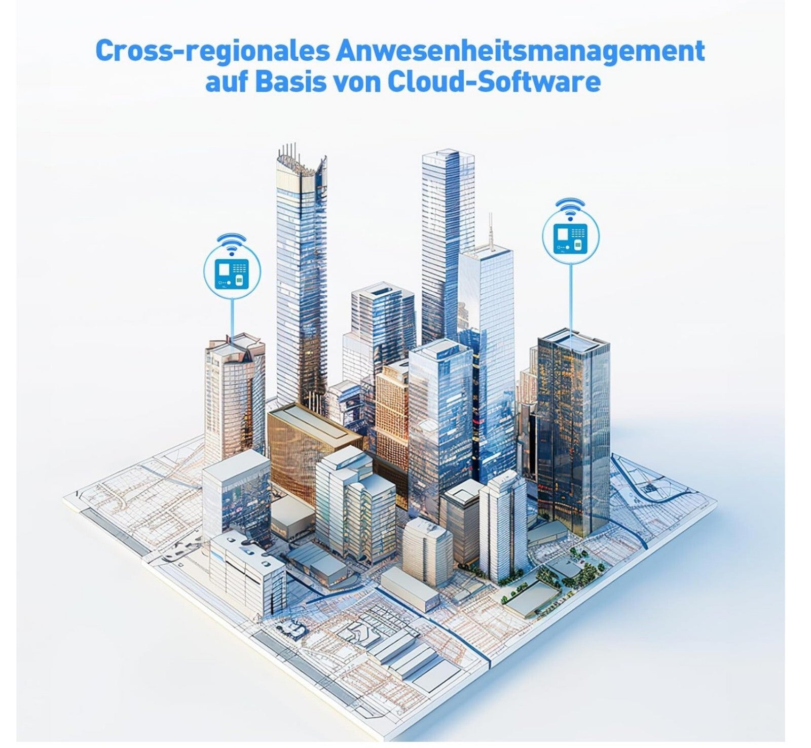 TC1 Cloud Stempeluhr WiFi Zeiterfassung + App, 5 RFID Karten