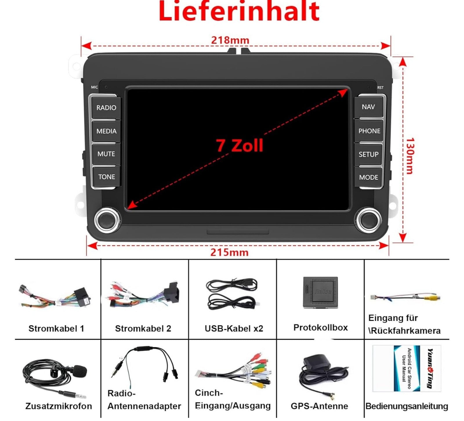 Android 13 Autoradio VW Golf 5/6 Passat CarPlay 7" 2GB/64GB BT