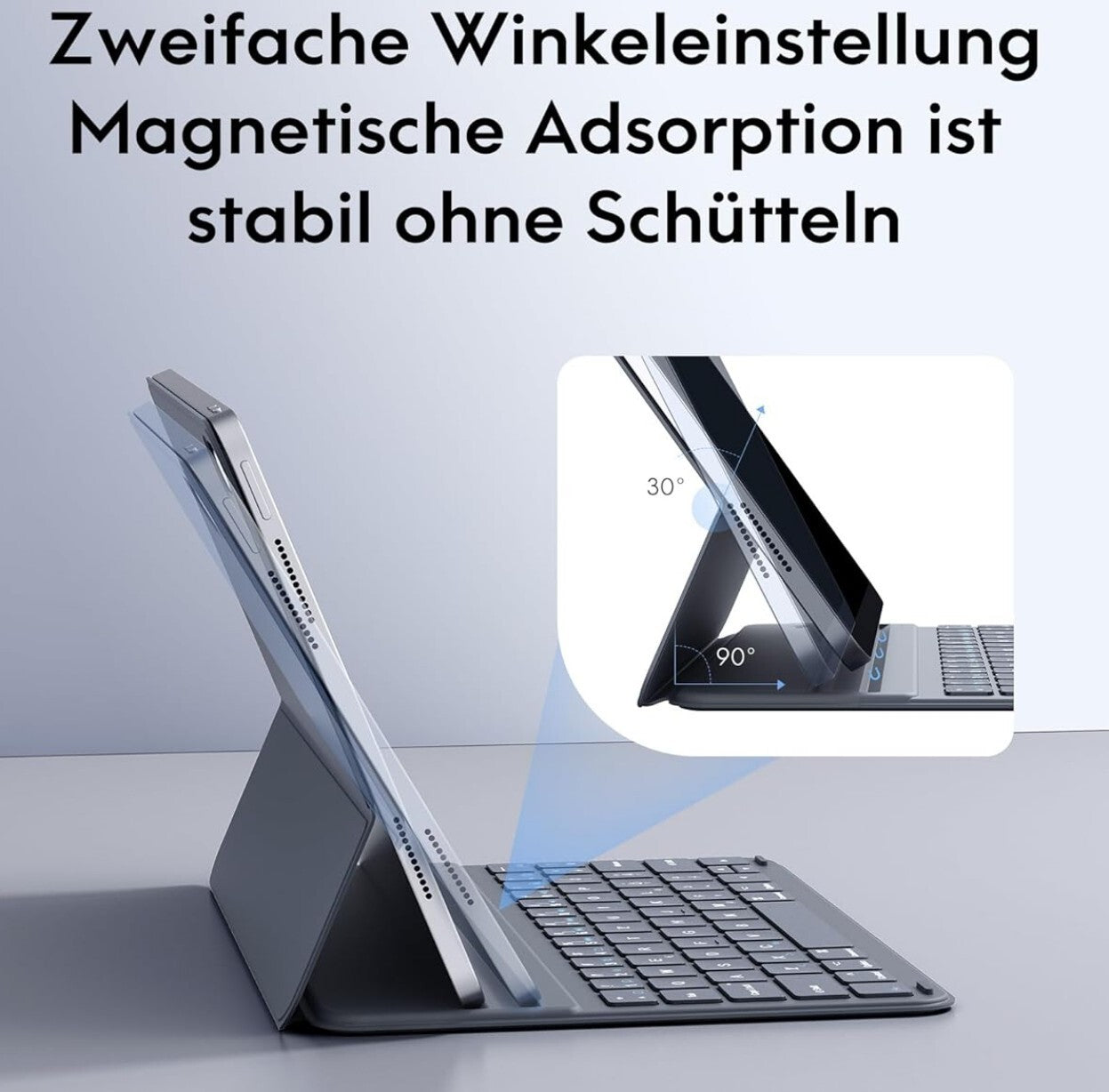 iPad 10/11 Gen 2025 Tastaturhülle QWERTZ Magnetisch Grau