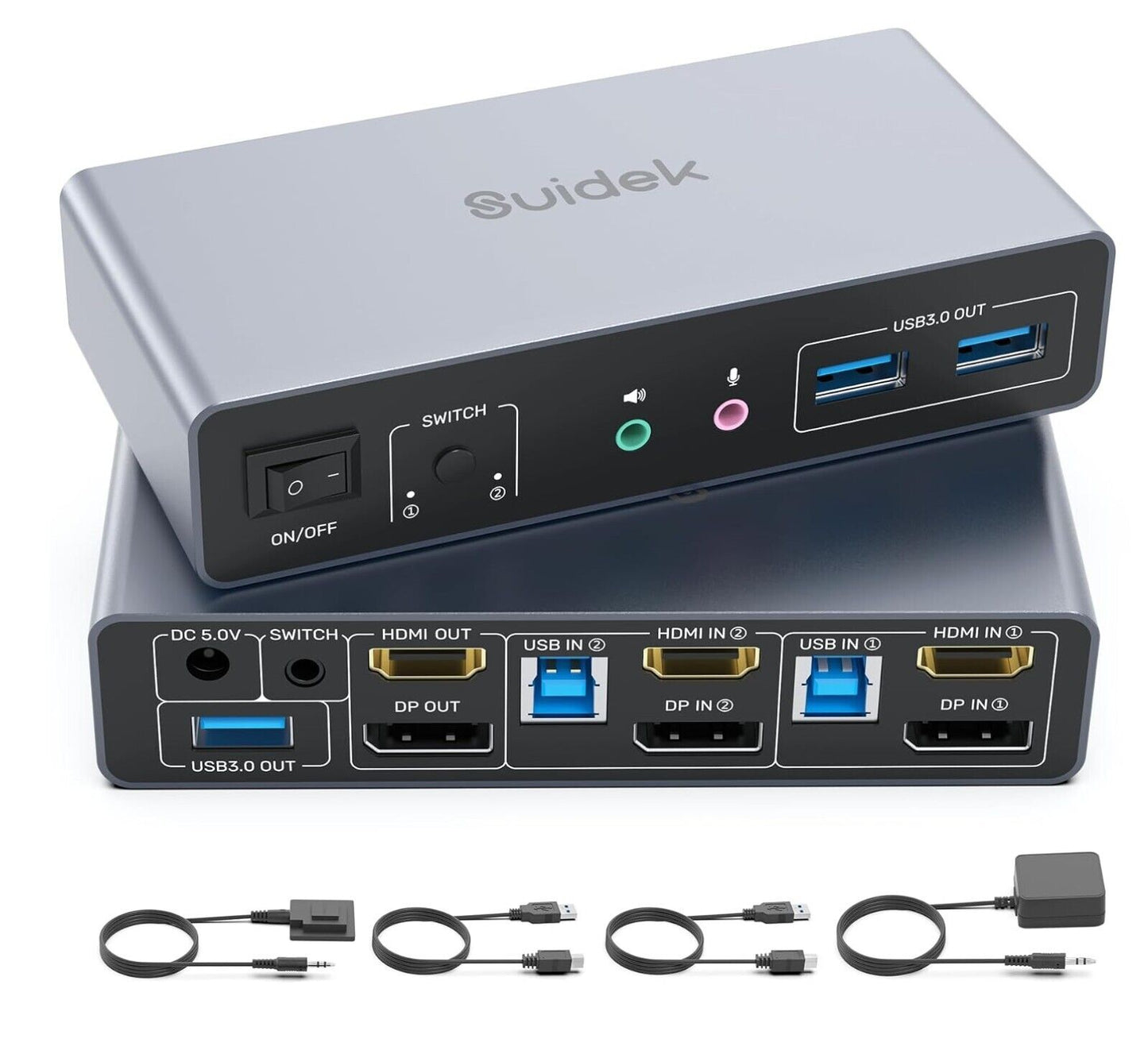 HDMI Displayport KVM Switch, 2 Computer 2 Monitore 4K@60Hz KVM Switcher Dual Mon