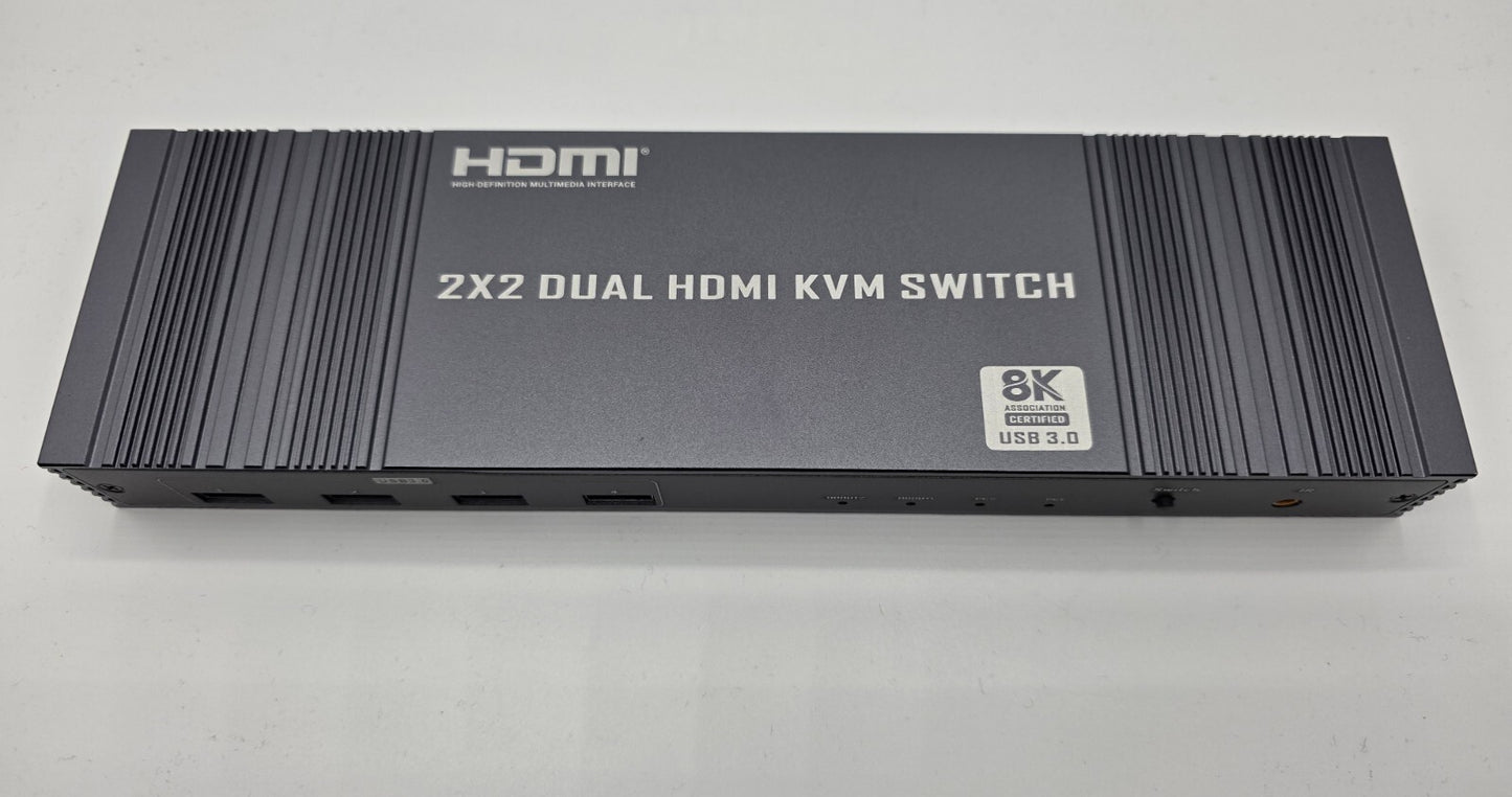 8K Dual HDMI KVM-Switch 8K@60Hz 4K@120/144Hz 1080P@165Hz 2 PC 2 Monitore USB 3.0